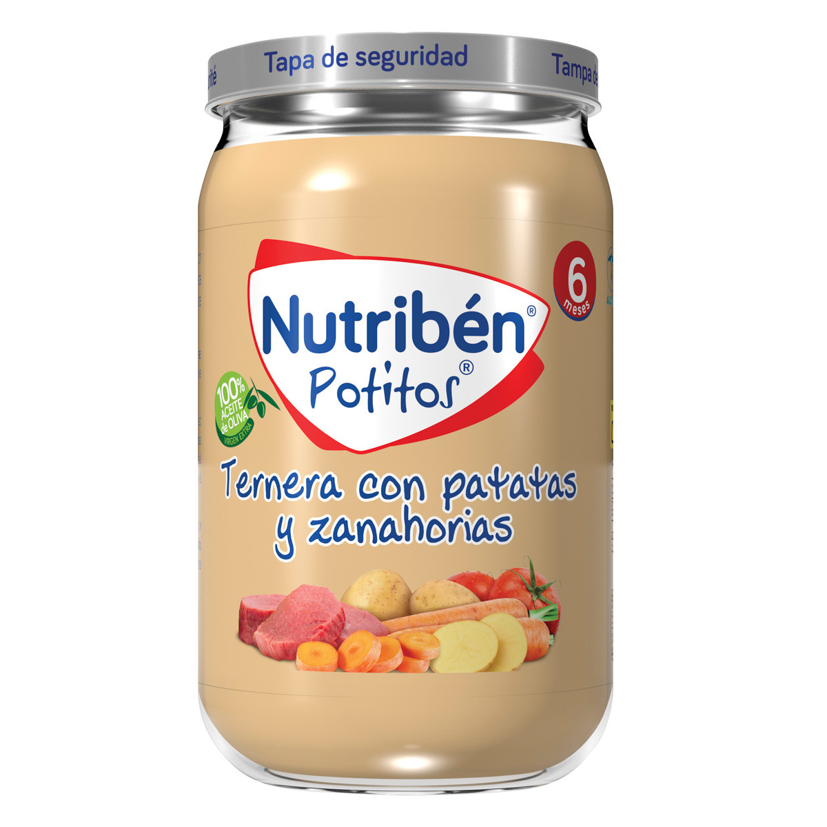 Nutribén Potito ternera con patatas, judias verdes y zanahoria 235gr