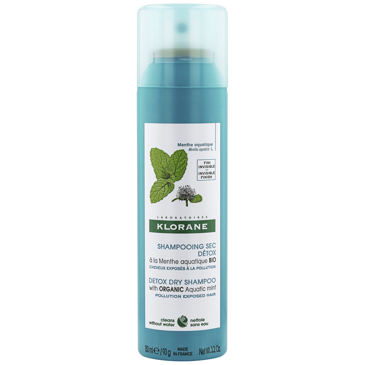 Klorane champú seco detox de menta acuática bio 150ml